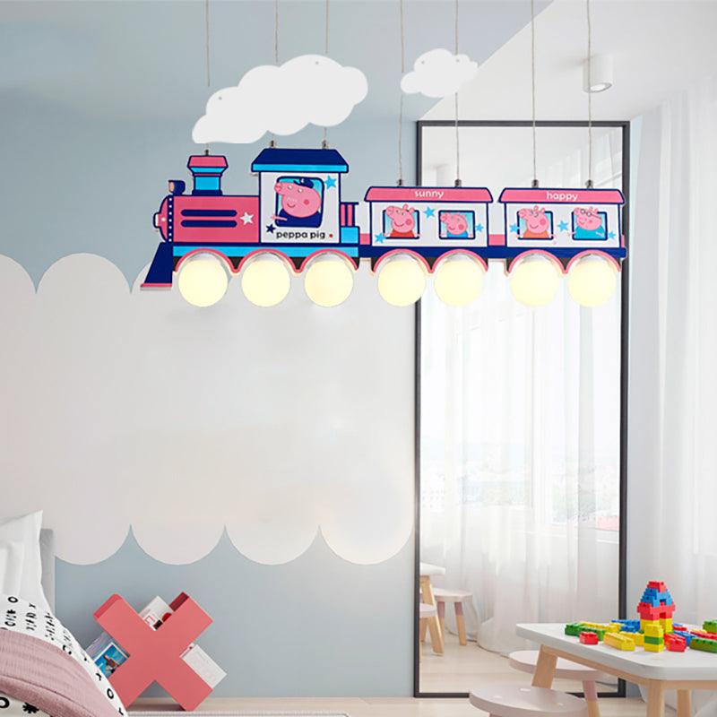 Cartoon Train Hanging Pendant Lights Metal Lamp in Blue - Rebooters