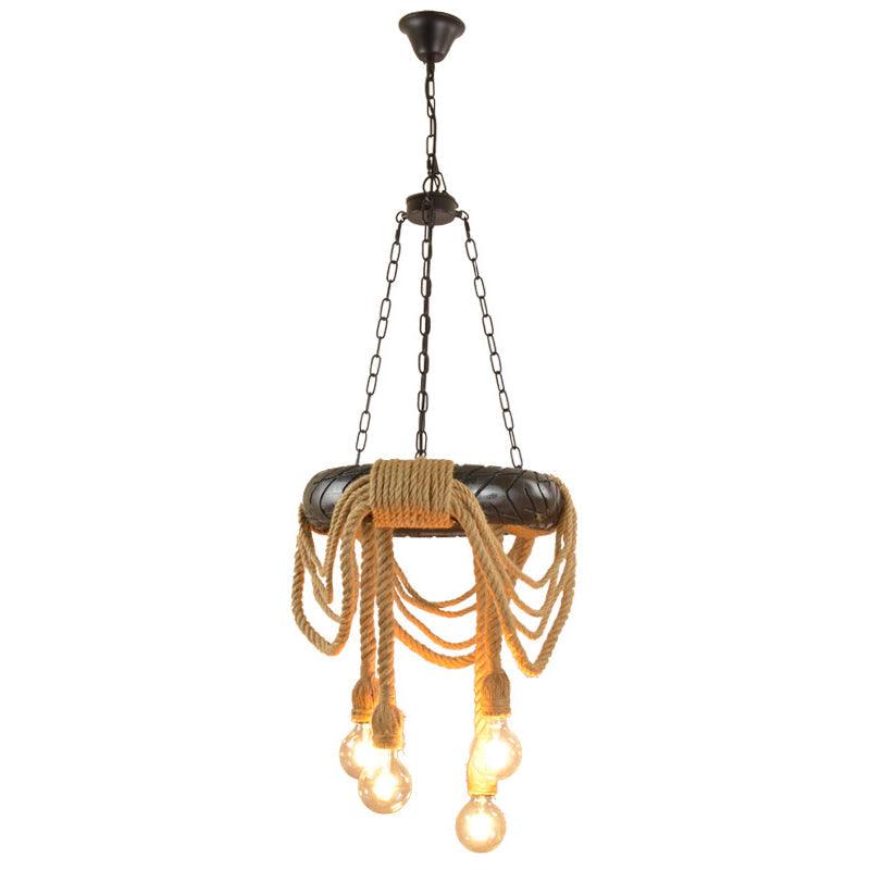 Beige 4 Heads Chandelier Lighting Farmhouse Pendant Fixture - Rebooters