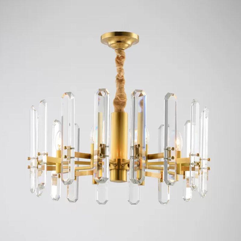 8-Bulb Crystal Rod Pendant Lamp Postmodern Brass Sputnik Chandelier - Rebooters