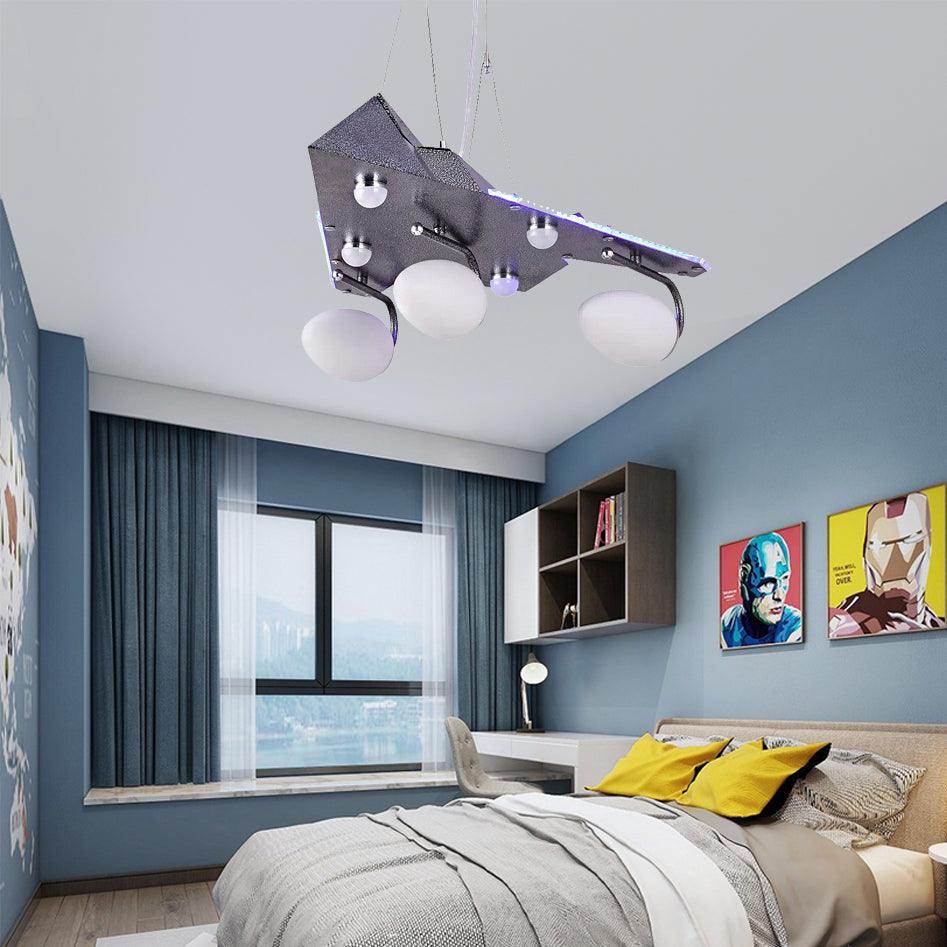 Contemporary Delta Wing Hanging Light Metal Chandelier Gray - Rebooters