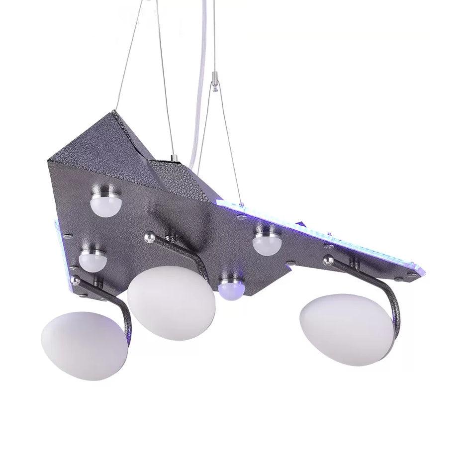Contemporary Delta Wing Hanging Light Metal Chandelier Gray - Rebooters