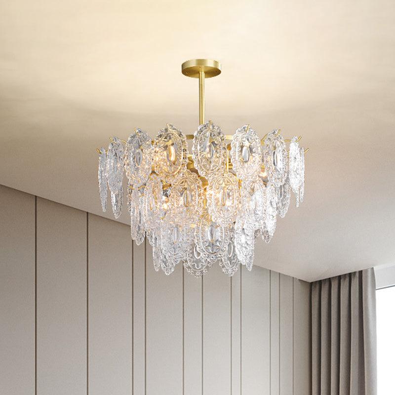 2/3/4-Tiered Scalloped Glass Chandelier Modern Gold Light - Rebooters