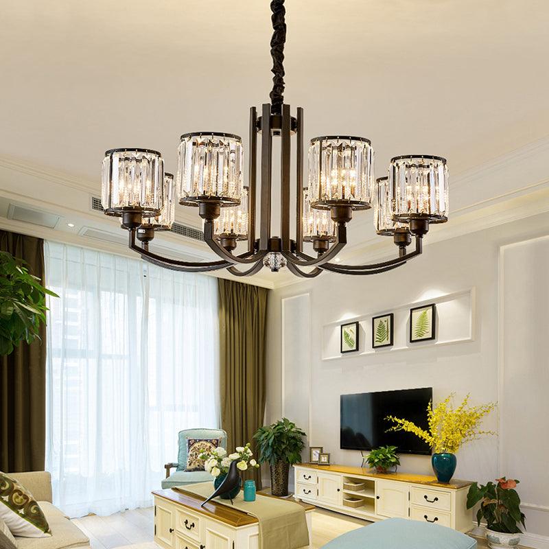 Black Cylinder Pendant Lighting Fixture Classic Crystal Chandelier - Rebooters