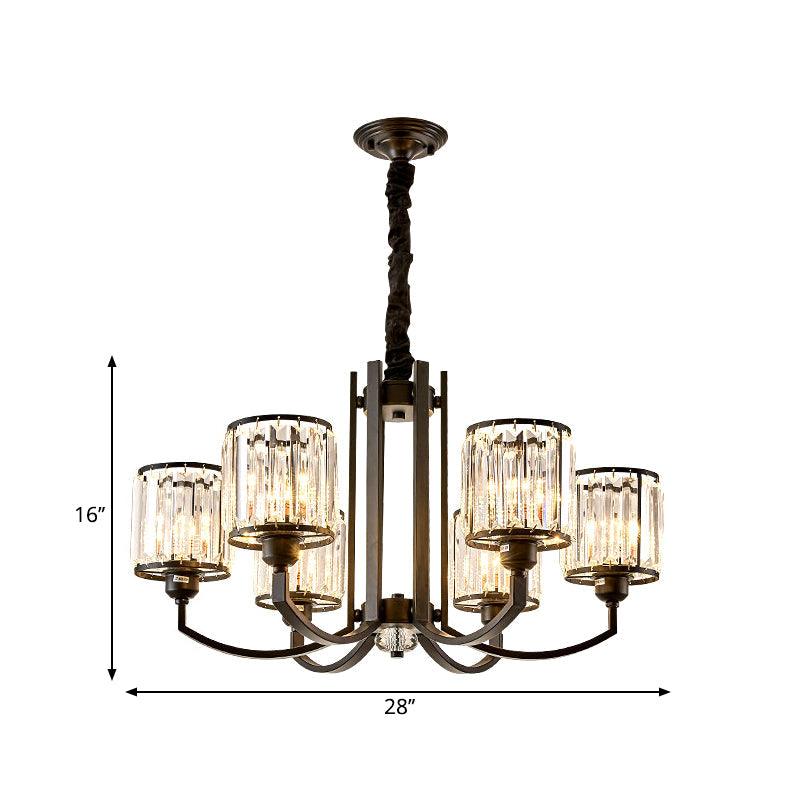 Black Cylinder Pendant Lighting Fixture Classic Crystal Chandelier - Rebooters