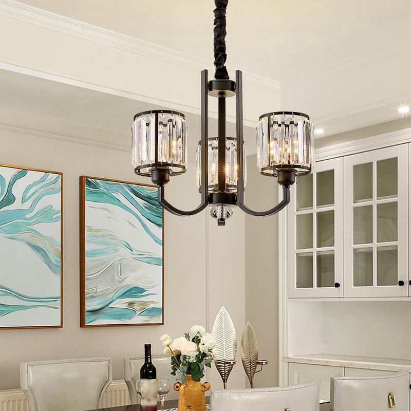 Black Cylinder Pendant Lighting Fixture Classic Crystal Chandelier - Rebooters