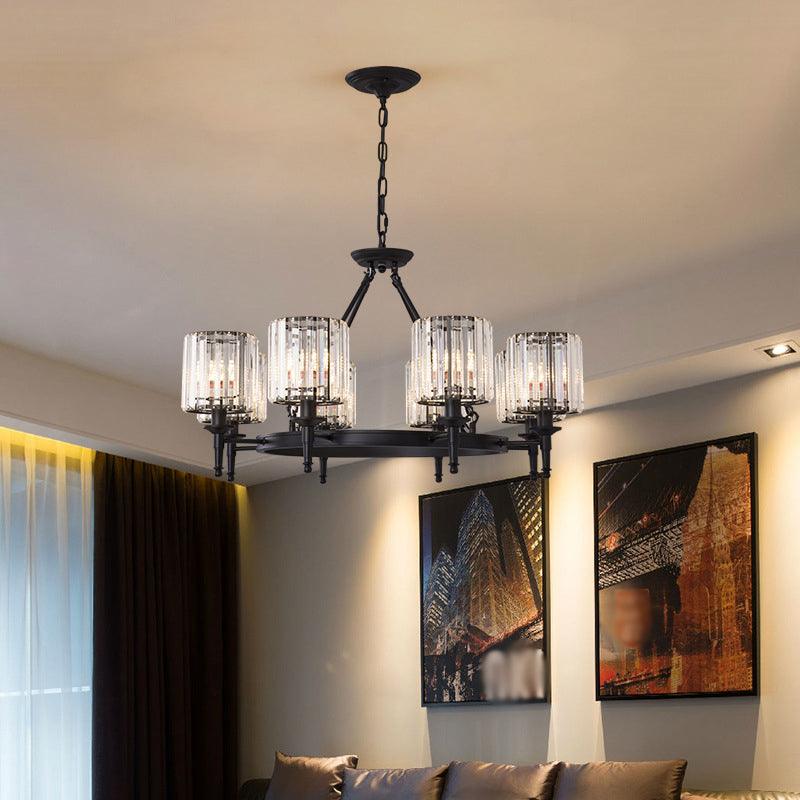 Beveled Crystal Hanging Chandelier Cylinder Pendant Light - Rebooters