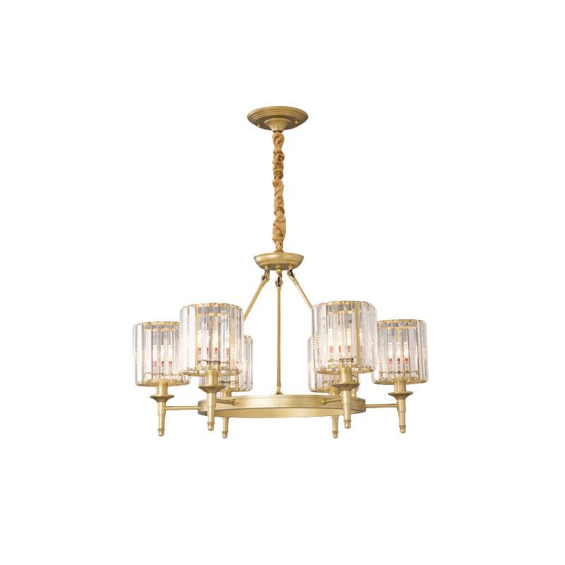 Beveled Crystal Hanging Chandelier Cylinder Pendant Light - Rebooters