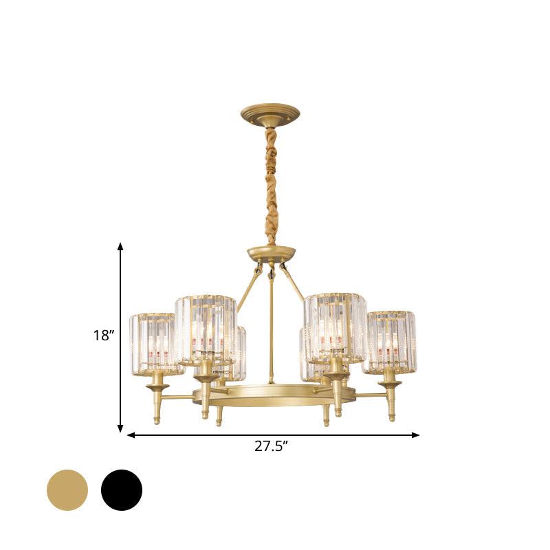Beveled Crystal Hanging Chandelier Cylinder Pendant Light - Rebooters