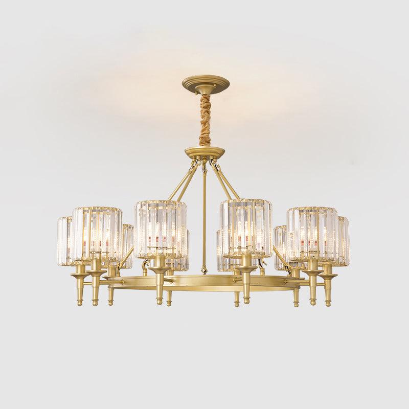 Beveled Crystal Hanging Chandelier Cylinder Pendant Light - Rebooters