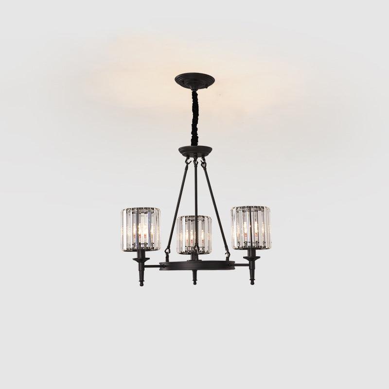 Beveled Crystal Hanging Chandelier Cylinder Pendant Light - Rebooters