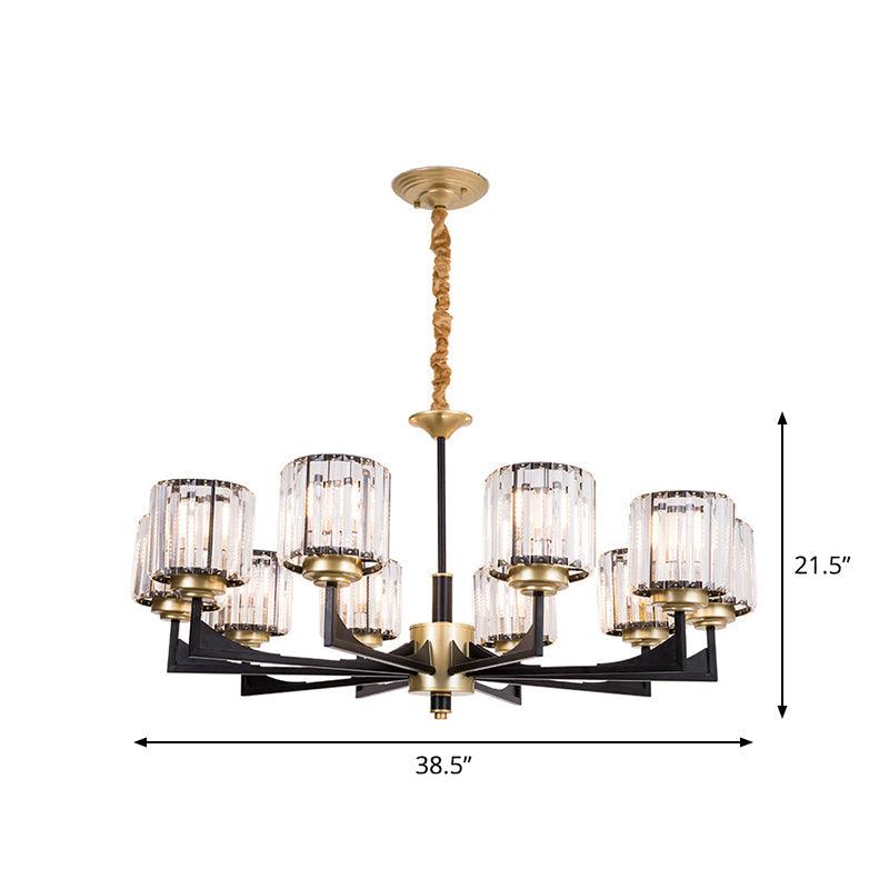 4/6/12 Lights Cylinder Up Chandelier Black Brass Prism Light - Rebooters