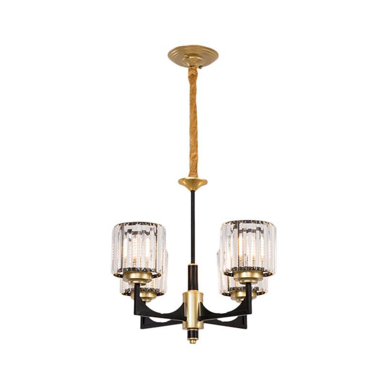 4/6/12 Lights Cylinder Up Chandelier Black Brass Prism Light - Rebooters