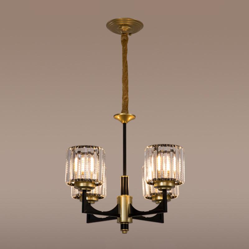 4/6/12 Lights Cylinder Up Chandelier Black Brass Prism Light - Rebooters