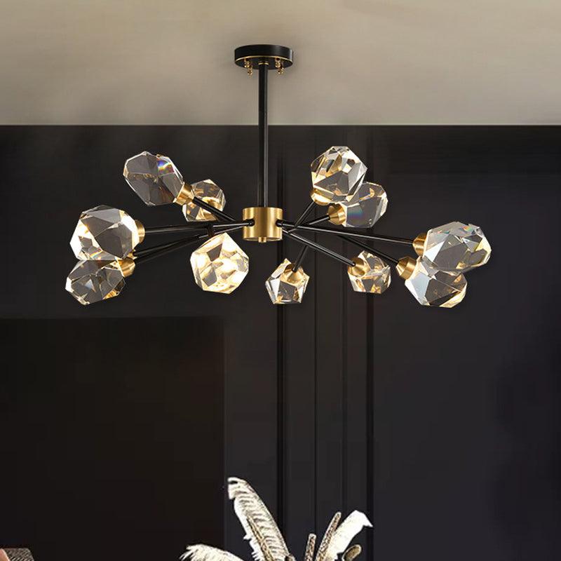 9-Bulb Clear Crystal Pendant Lighting Modern Brass Chandelier - Rebooters