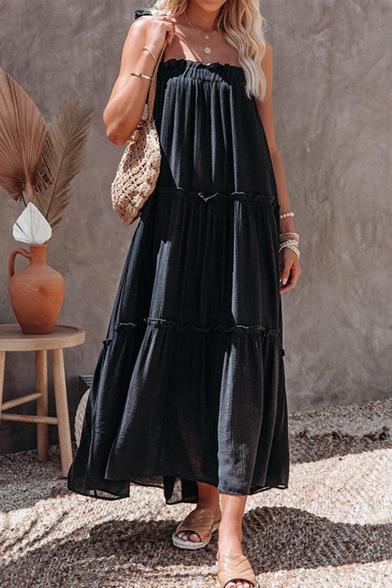 Elsie Ruched A-Line Maxi Dress with Relaxed Fit and Flowing Silhouette for Elegant Comfort Rebooters Maxi Women's Dresses
