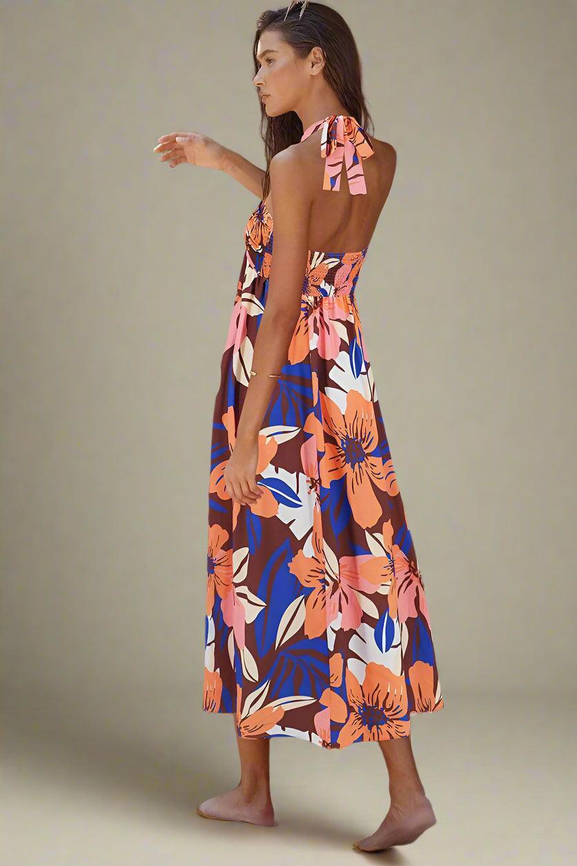 Sophia Elegant Dutch Neck Maxi Dress with Flowing Silhouette for Elegant Wear - Rebooters -Women's Dresses