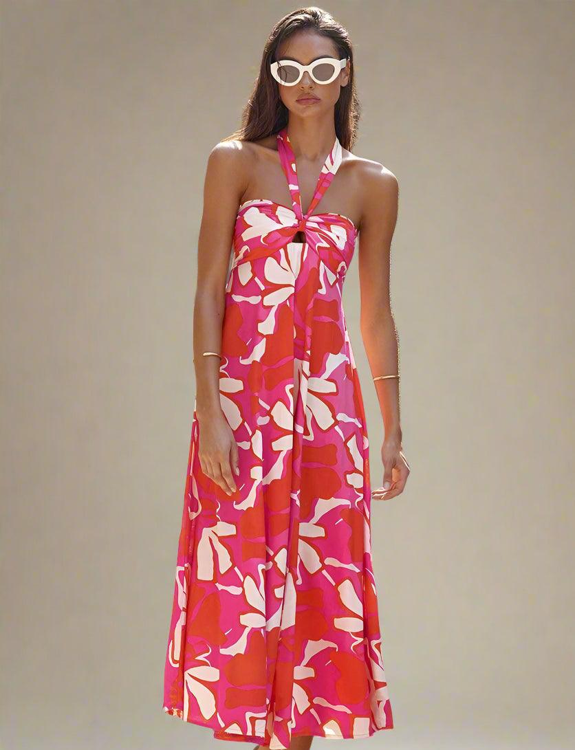 Sophia Elegant Dutch Neck Maxi Dress with Flowing Silhouette for Elegant Wear - Rebooters -Women's Dresses