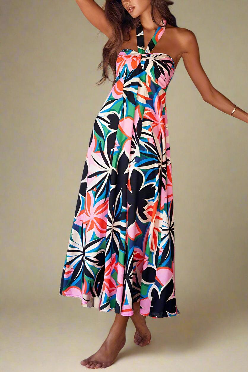 Sophia Elegant Dutch Neck Maxi Dress with Flowing Silhouette for Elegant Wear - Rebooters -Women's Dresses