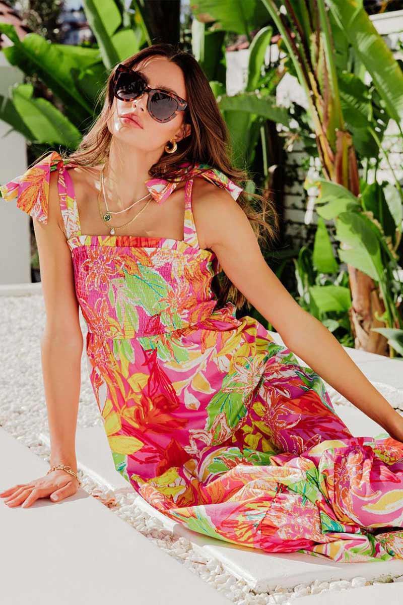 Molly Timeless Square Neck Maxi Dress with All-Over Print for Elegant Style - Rebooters -Women's Dresses