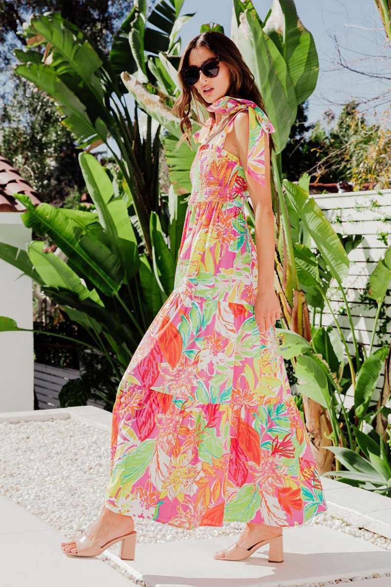 Molly Timeless Square Neck Maxi Dress with All-Over Print for Elegant Style - Rebooters -Women's Dresses