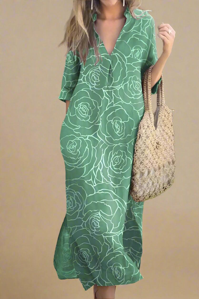 Alice Floral Print Maxi Dress with Flowy Silhouette and V-Neck Rebooters Maxi Women's Dresses