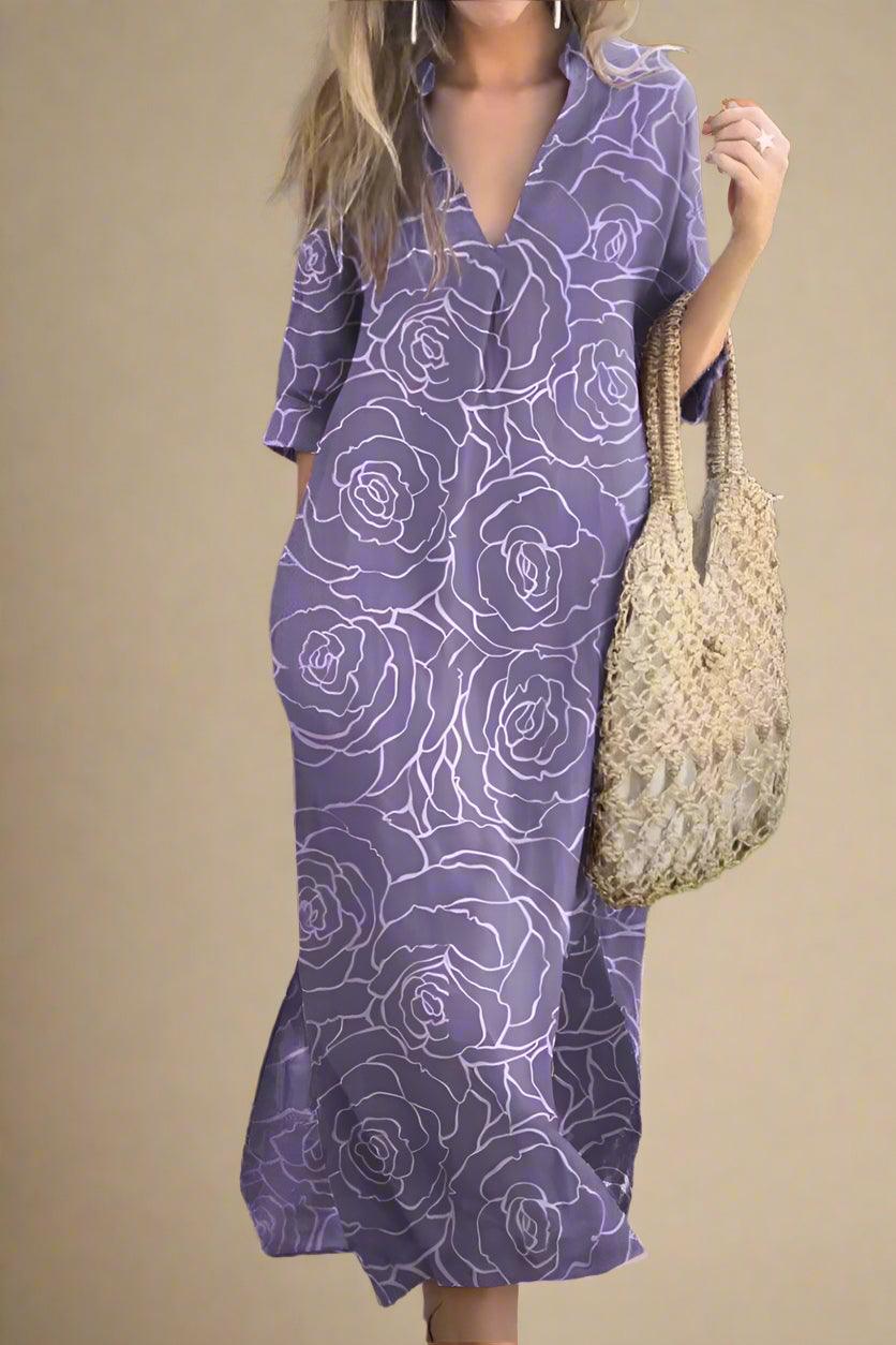 Alice Floral Print Maxi Dress with Flowy Silhouette and V-Neck Rebooters Maxi Women's Dresses