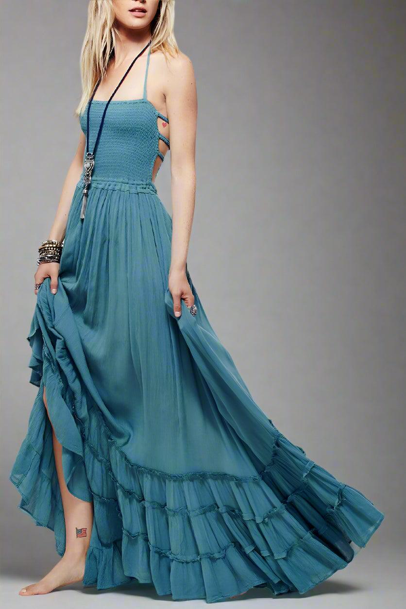 Emilia Sleeveless Maxi Dress with Flattering Ruched Detail Rebooters Maxi Women's Dresses