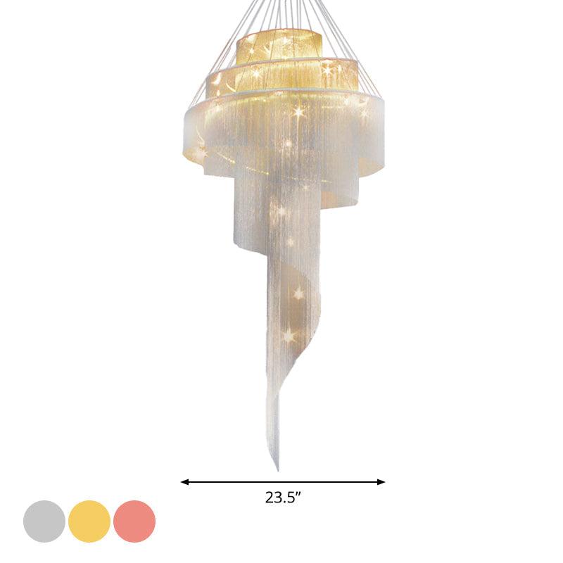 Aluminum Spiral Fountain Chandelier Minimalist LED Fixture - Rebooters