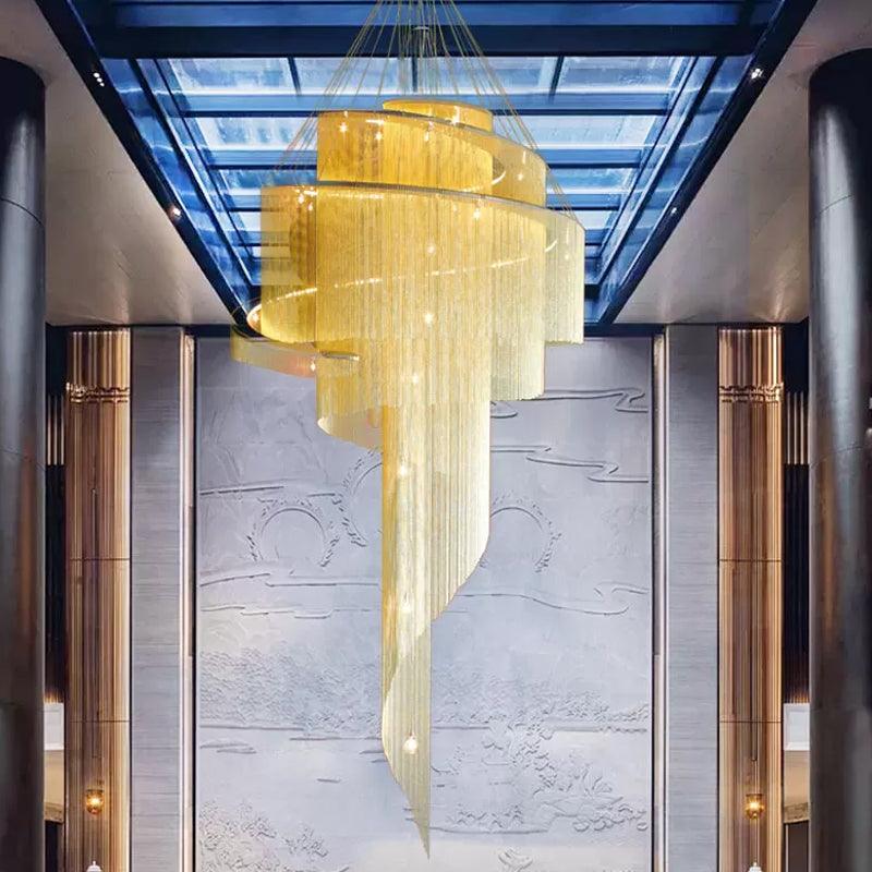 Aluminum Spiral Fountain Chandelier Minimalist LED Fixture - Rebooters