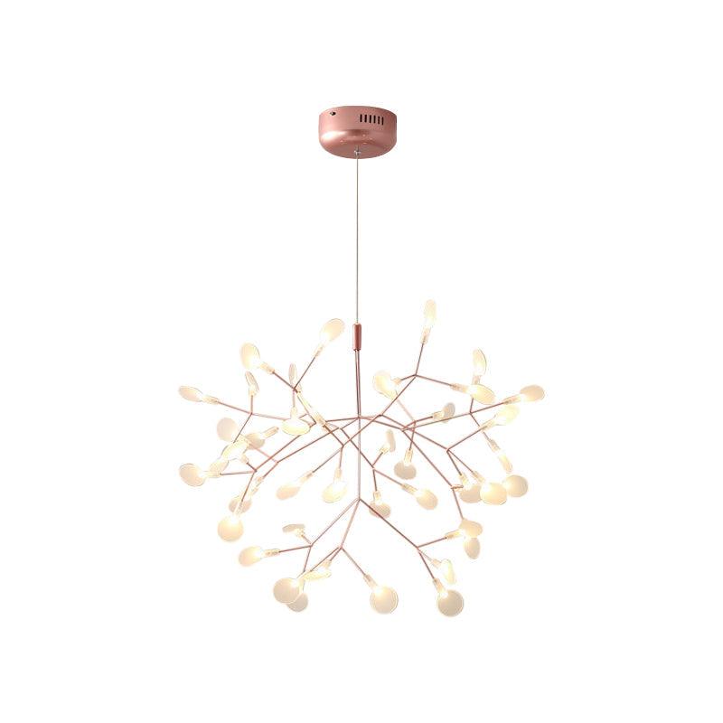 Acrylic Tree Branch Hanging Pendant Light Simple LED Ceiling Chandelier in Rose Gold - Rebooters