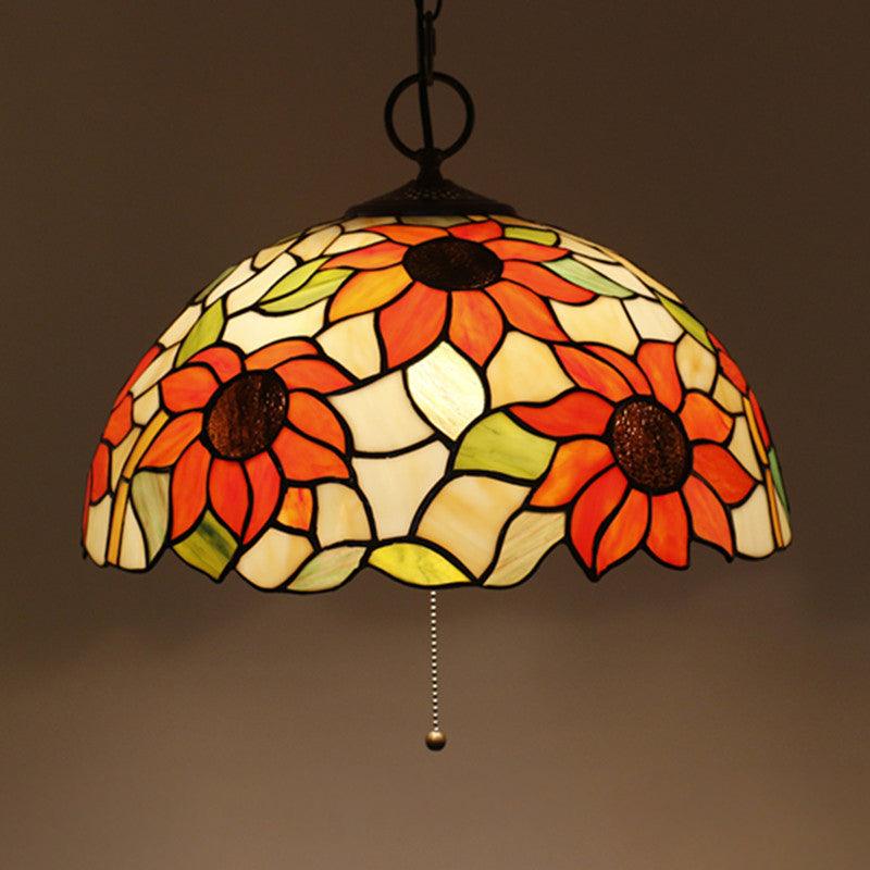 Black 3-Bulb Chandelier Lighting Baroque Stained Glass Pendant - Rebooters