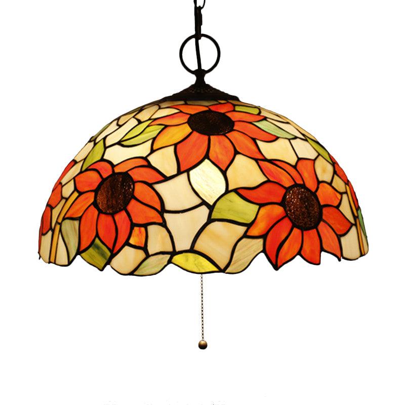 Black 3-Bulb Chandelier Lighting Baroque Stained Glass Pendant - Rebooters