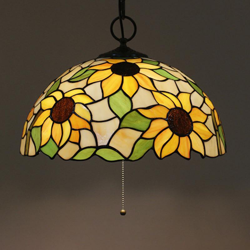 Black 3-Bulb Chandelier Lighting Baroque Stained Glass Pendant - Rebooters