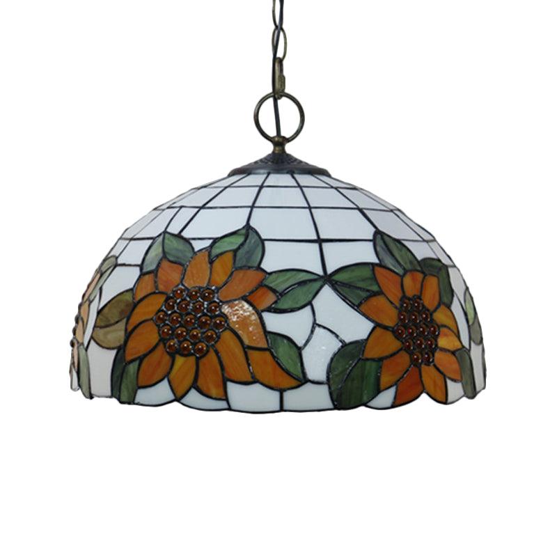 Black 3-Bulb Chandelier Lighting Baroque Stained Glass Pendant - Rebooters