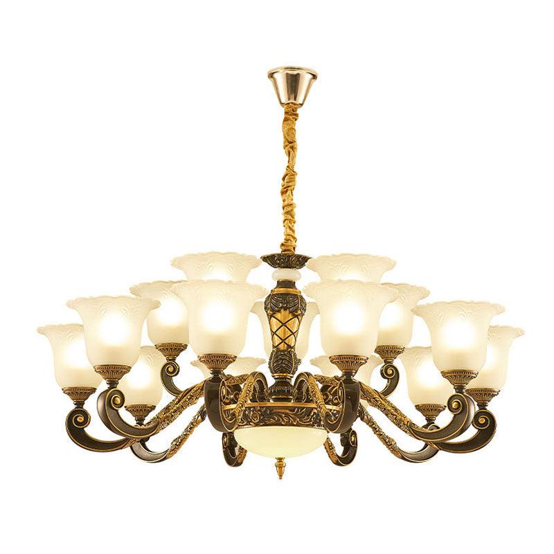 Bell Chandelier Lighting Simplicity Frosted Ribbed Glass Light - Rebooters