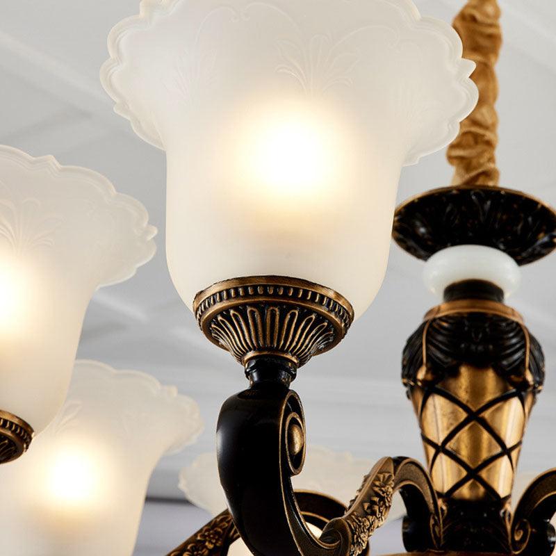 Bell Chandelier Lighting Simplicity Frosted Ribbed Glass Light - Rebooters