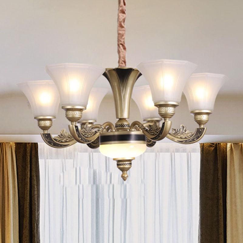 Bell Shaped Ceiling Chandelier Contemporary Frosted Glass Light - Rebooters