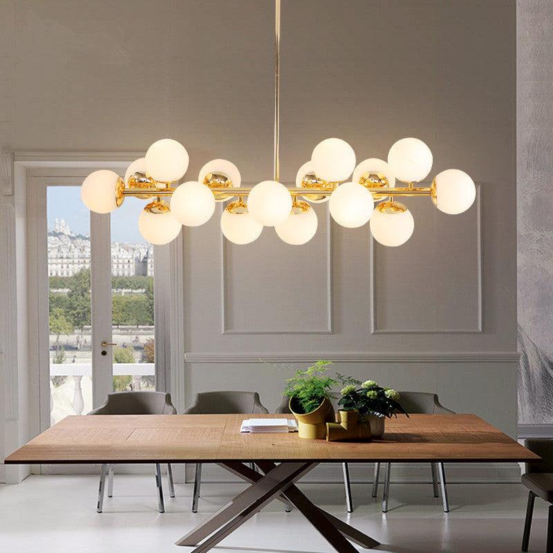 Ball Dining Room Pendant Light Kit Cream Glass Chandelier - Rebooters