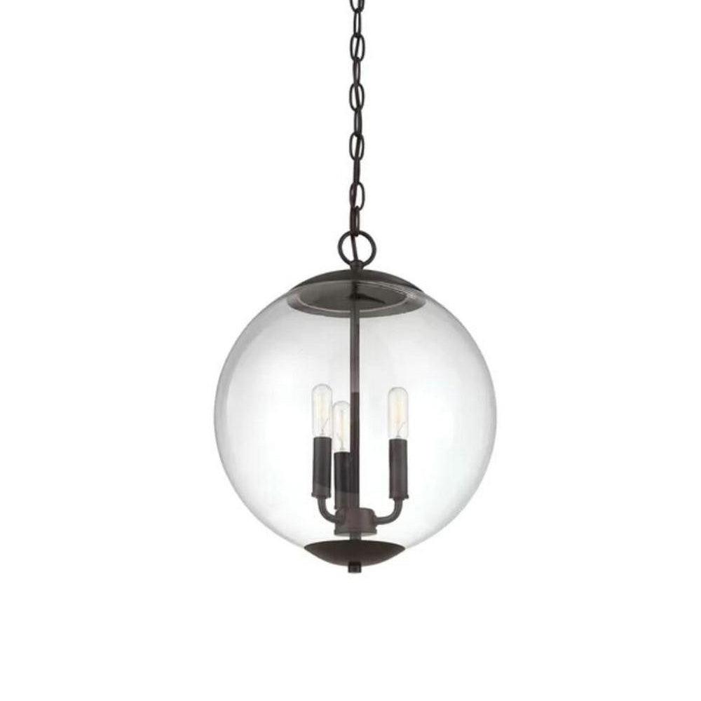 3-Light Pendant Light with Globe Shade Clear Glass Chandelier - Rebooters