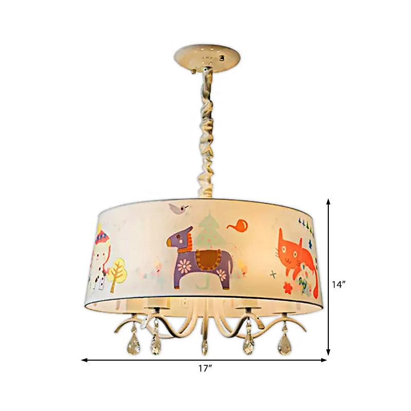 Modern Stylish Drum Chandelier Fabric Metal Lamp for Kids - Rebooters