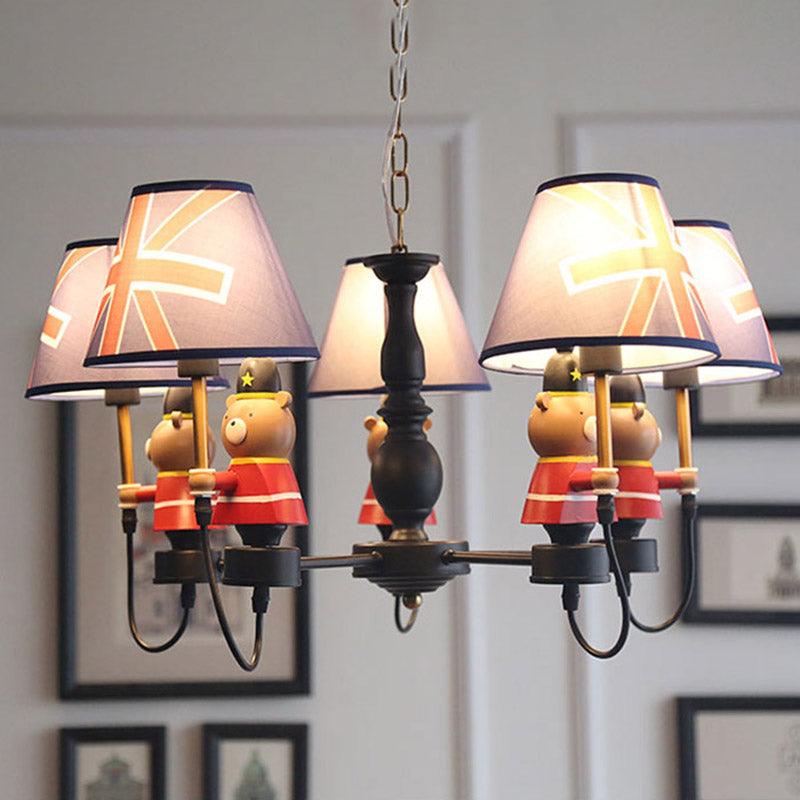American Style Bear Chandelier 5 Lights Blue Shade Pendant - Rebooters
