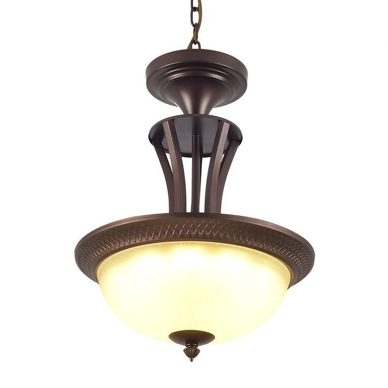 3 Light Chandelier Light with Bowl White Glass Shade Bronze - Rebooters