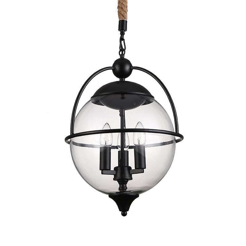 Globe Clear Glass Chandelier Light Traditional 3 Light Pendant - Rebooters