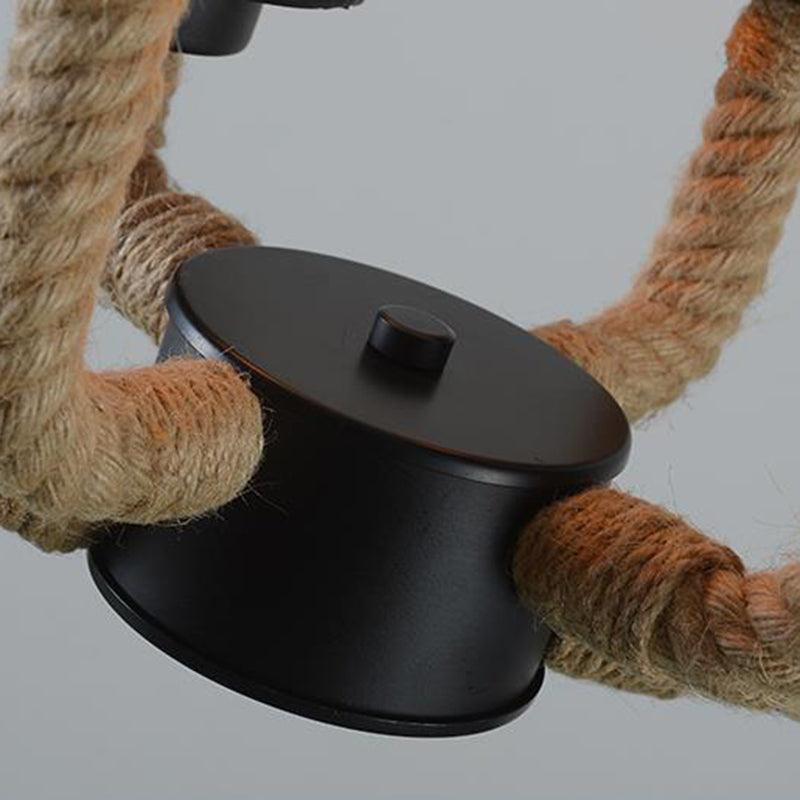 Beige 4 Lights Pendant Chandelier Traditional Rope Glass Light - Rebooters