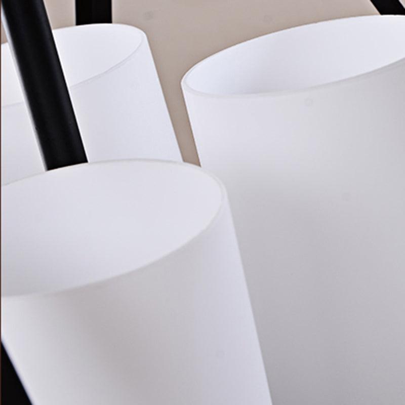 3/4 Lights Ceiling Light Traditional Geometric Frosted Glass Chandelier in Black - Rebooters