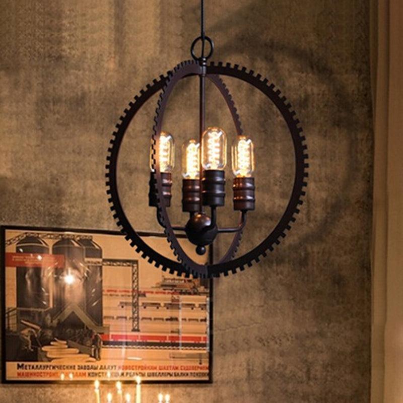 4 Lights Ceiling Light Industrial Globe Shade Metal Chandelier - Rebooters