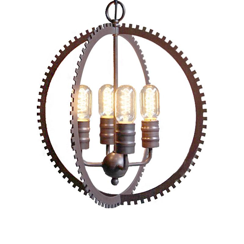 4 Lights Ceiling Light Industrial Globe Shade Metal Chandelier - Rebooters