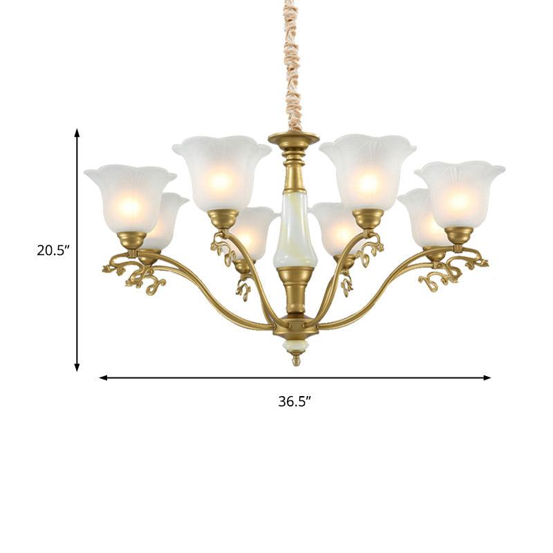3/6/8 Light Frosted Glass Hanging Chandelier Brass Pendant - Rebooters