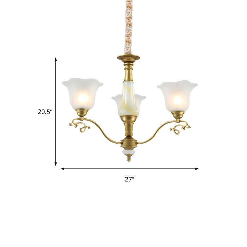 3/6/8 Light Frosted Glass Hanging Chandelier Brass Pendant - Rebooters