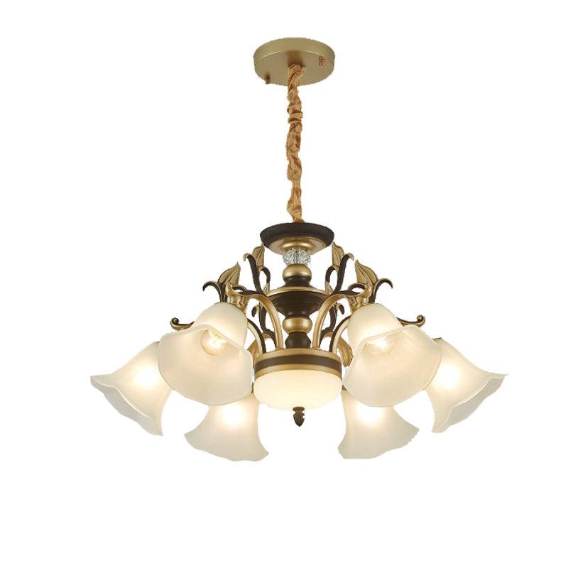 3/6 Lights Ceiling Light Traditional Flared Frosted Glass Chandelier in Brass - Rebooters